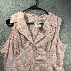 Vintage 90s Floral Button up All over design collar girly feminine maxi dress 16